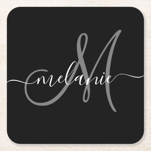 Creëer uw eigen aangepaste monogram en naamscript kartonnen onderzetters (Voorkant)