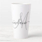 Creëer uw eigen aangepaste monogram en naamscript latte mok (Voorkant)