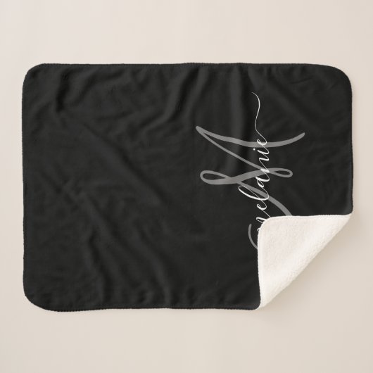 Creëer uw eigen aangepaste monogram en naamscript sherpa deken (Voorkant (horizontaal))