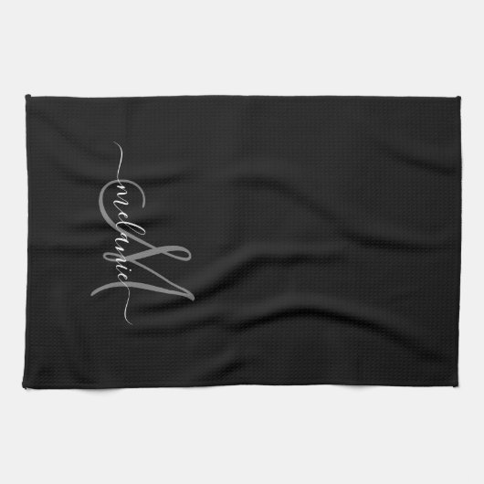 Creëer uw eigen aangepaste monogram en naamscript theedoek (Horizontaal)