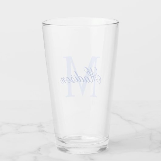 Creëer uw eigen aangepaste monogram en noem blauw glas (Achterkant)