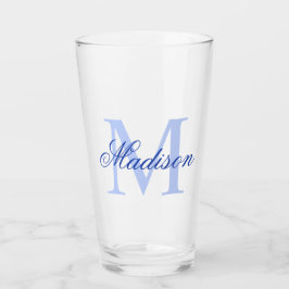 Creëer uw eigen aangepaste monogram en noem blauw glas
