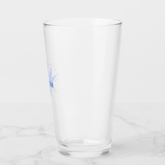 Creëer uw eigen aangepaste monogram en noem blauw glas (Links)
