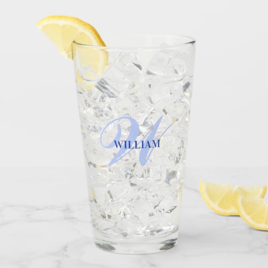 Creëer uw eigen aangepaste monogram en noem blauw glas (Voorkant ijs)