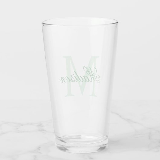 Creëer uw eigen aangepaste monogram en noem groen glas (Achterkant)