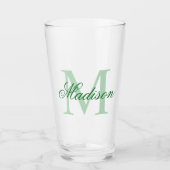 Creëer uw eigen aangepaste monogram en noem groen glas (Voorkant)