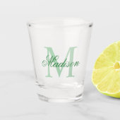 Creëer uw eigen aangepaste monogram en noem groen shot glas (Voorkant)