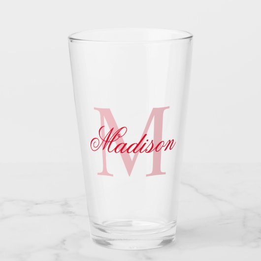 Creëer uw eigen aangepaste monogram en noem rood glas (Voorkant)