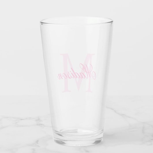 Creëer uw eigen aangepaste monogram en noem roze glas (Achterkant)