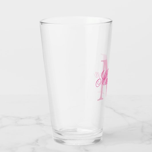 Creëer uw eigen aangepaste monogram en noem roze glas (Rechts)