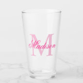 Creëer uw eigen aangepaste monogram en noem roze glas (Voorkant)