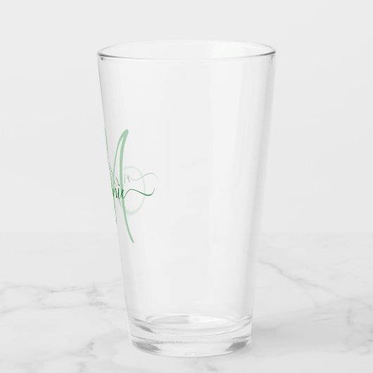 Creëer Uw eigen aangepaste monogram - Groen script Glas (Links)