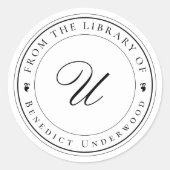 Creëer Uw eigen aangepaste Monogram & Ivy Biblioth Ronde Sticker (Voorkant)
