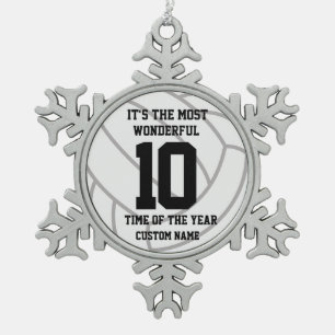 Creëer uw eigen aangepaste naam volleybal tin sneeuwvlok ornament