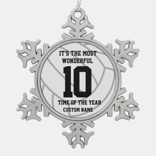 Creëer uw eigen aangepaste naam volleybal tin sneeuwvlok ornament (Voorkant)