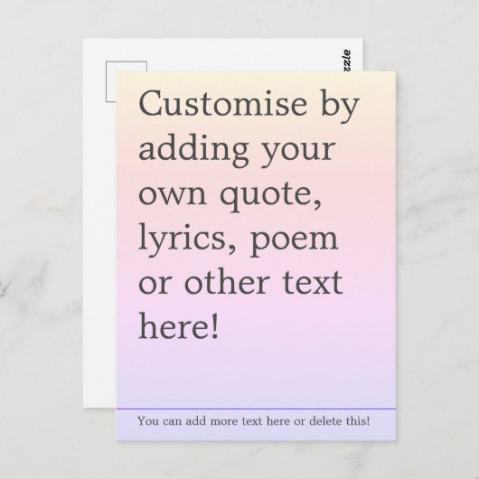 Creëer Uw eigen aangepaste offerte Poster - Boek p Briefkaart (Voorkant / Achterkant)