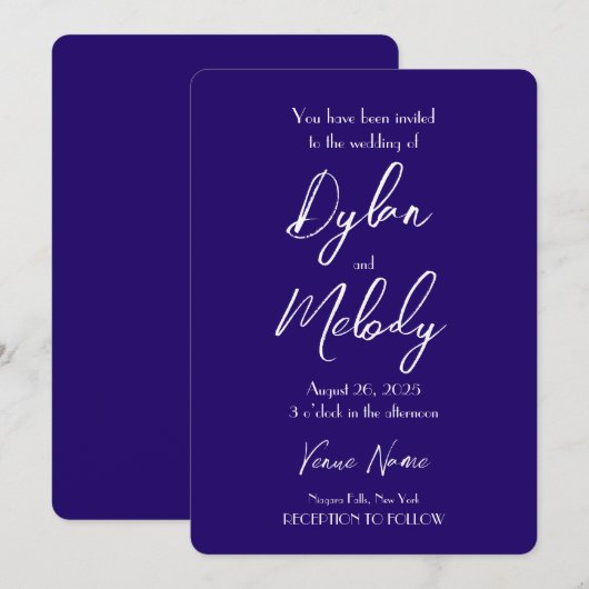 Creëer Uw Eigen Aangepaste Paarse Bruiloft Kaart (Voorkant / Achterkant)