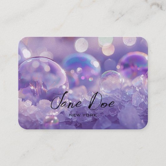 Creëer uw eigen aangepaste Paarse bubbels Visitekaartje (Voorkant)