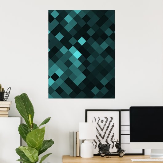 Creëer Uw eigen aangepaste pixelachtergrond - Blau Poster (Thuiskantoor)