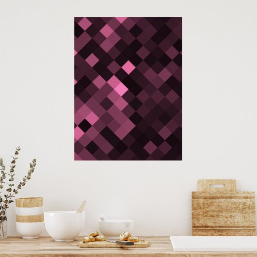 Creëer Uw eigen aangepaste pixelachtergrond - Roze Poster (Keuken)