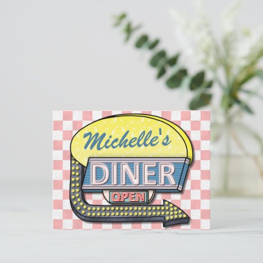 Creëer Uw eigen aangepaste retro 50-gebarentaal 2 Briefkaart (Staand voorkant)