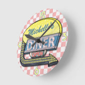 Creëer Uw eigen aangepaste retro 50-gebarentaal 2 Ronde Klok (Hoek)