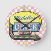 Creëer Uw eigen aangepaste retro 50-gebarentaal 2 Ronde Klok (Voorkant)