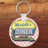 Creëer Uw eigen aangepaste retro 50-gebarentaal 2 Sleutelhanger (Voorkant)