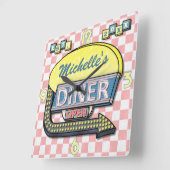 Creëer Uw eigen aangepaste retro 50-gebarentaal 3 Vierkante Klok (Hoek)