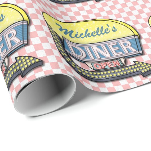 Creëer Uw eigen aangepaste retro 50-gebarentaal Cadeaupapier (Rol Hoek)