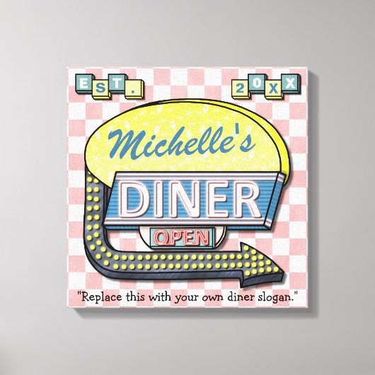 Creëer Uw eigen aangepaste retro 50-gebarentaal Canvas Afdruk (Voorkant)