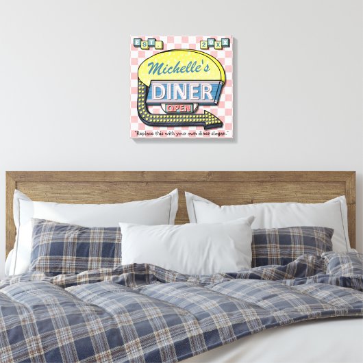 Creëer Uw eigen aangepaste retro 50-gebarentaal Canvas Afdruk (Insitu (Slaapkamer))