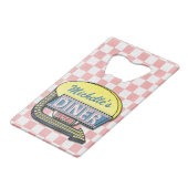 Creëer Uw eigen aangepaste retro 50-gebarentaal Creditkaart Flessenopener (Voorkant Gekanteld)