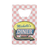 Creëer Uw eigen aangepaste retro 50-gebarentaal Creditkaart Flessenopener (Achterkant)