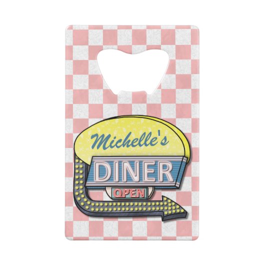 Creëer Uw eigen aangepaste retro 50-gebarentaal Creditkaart Flessenopener (Achterkant)