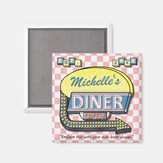 Creëer Uw eigen aangepaste retro 50-gebarentaal Magneet (Voorkant / Achterkant)