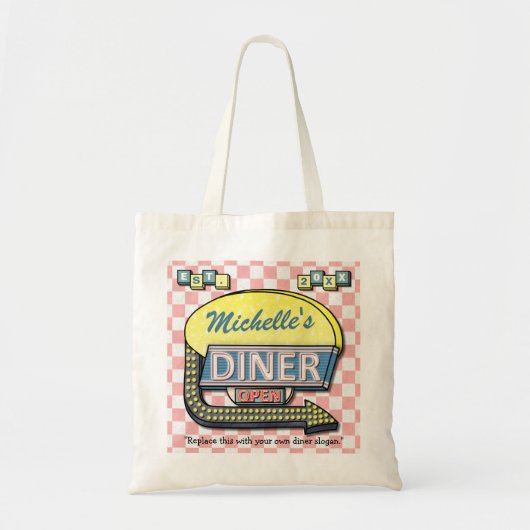 Creëer Uw eigen aangepaste retro 50-gebarentaal Tote Bag (Voorkant)