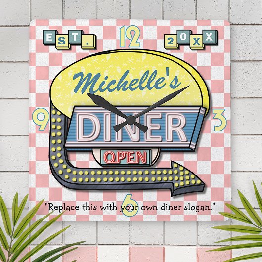 Creëer Uw eigen aangepaste retro 50-gebarentaal Vierkante Klok