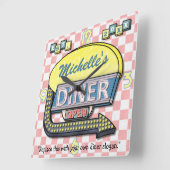 Creëer Uw eigen aangepaste retro 50-gebarentaal Vierkante Klok (Hoek)