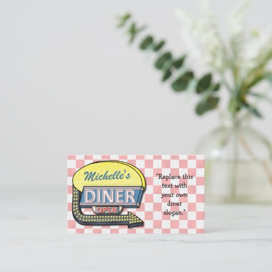 Creëer Uw eigen aangepaste retro 50-gebarentaal Visitekaartje (Staand voorkant)