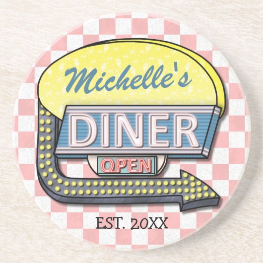 Creëer Uw eigen aangepaste retro 50-gebarentaal Zandsteen Onderzetter (Voorkant)