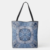 Creëer Uw eigen aangepaste retro Blue Jean Print Tote Bag (Achterkant)