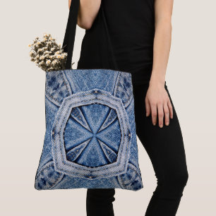 Creëer Uw eigen aangepaste retro Blue Jean Print Tote Bag