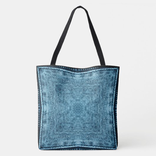 Creëer Uw eigen aangepaste Retro Denim Patch Print Tote Bag (Achterkant)