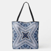Creëer Uw eigen aangepaste Retro Denim Starburst P Tote Bag (Achterkant)