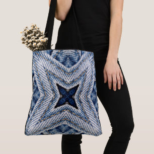 Creëer Uw eigen aangepaste Retro Denim Starburst P Tote Bag