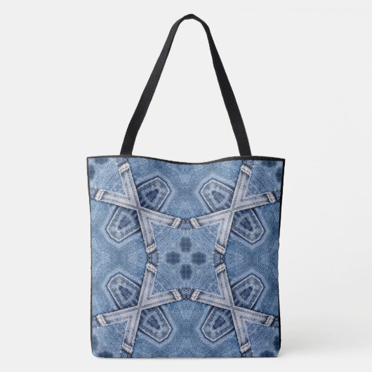 Creëer uw eigen aangepaste Retro Denim X bandpatro Tote Bag (Achterkant)
