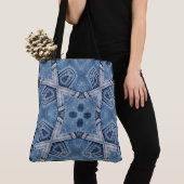 Creëer uw eigen aangepaste Retro Denim X bandpatro Tote Bag (Dichtbij)