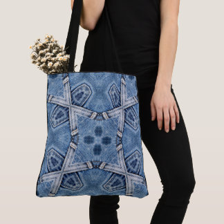 Creëer uw eigen aangepaste Retro Denim X bandpatro Tote Bag