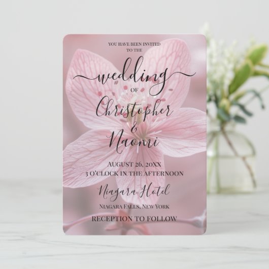 Creëer uw eigen aangepaste roze bloem close-up kaart (Staand voorkant)